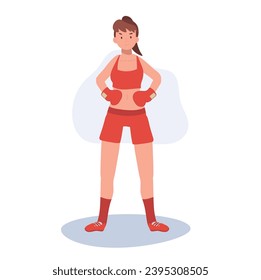 Active Sports Woman Boxing with Confidence. Powerful Female Boxer in Gym Workout Session