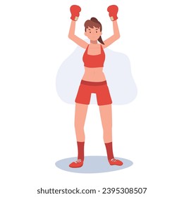 Active Sports Woman Boxing with Confidence. Powerful Female Boxer in Gym Workout Session