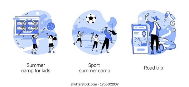 Active summertime abstract concept vector illustrations.