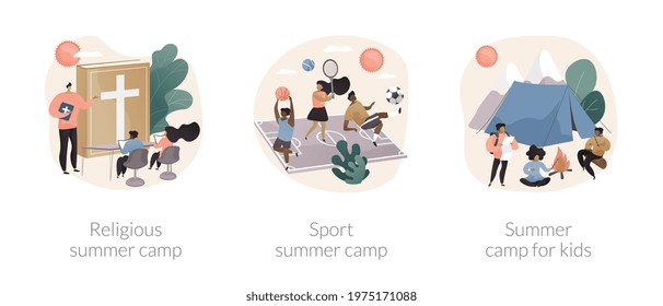 Active summertime abstract concept vector illustrations.