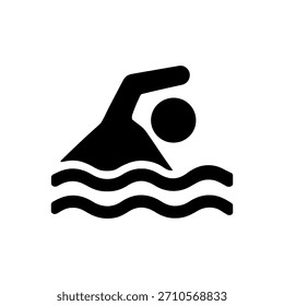 Icono de área de natación activa aislado sobre fondo blanco