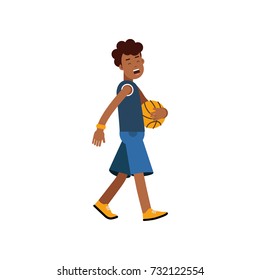 Active teen boy palying basketball, boy doing sport, active lifestyle vector Illustration