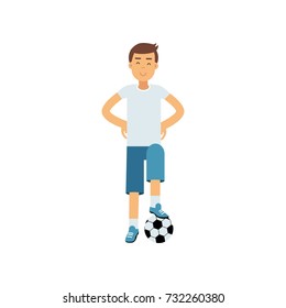 Active teen boy palying a soccer ball, boy doing sport, active lifestyle vector Illustration