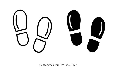 Active Tread Line Icon. Walking Footprint icon in black and white color.