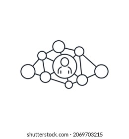 Active use of social networks by the user. Vector linear icon isolated on white background.