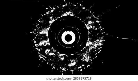 Active volcanic crater mountain peak in flat minimalist orange and black vector style
