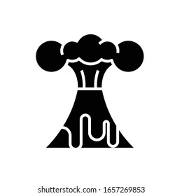 Aktives Vulkan-Schwarz-Symbol, Concept-Illustration, Vektorillustration-Flachsymbol, Bildzeichen.
