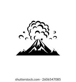 Active Volcano Eruption black Icon Vector isolated illustration design