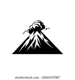 Active Volcano Eruption black Icon Vector isolated illustration design