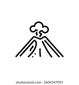 Active Volcano Eruption black Icon Vector isolated illustration design