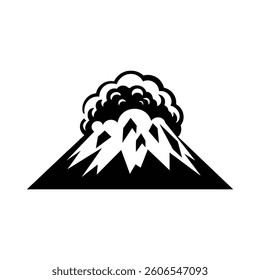 Active Volcano Eruption black Icon Vector isolated illustration design