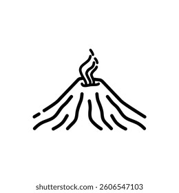 Active Volcano Eruption black Icon Vector isolated illustration design