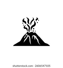 Active Volcano Eruption black Icon Vector isolated illustration design