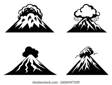 Active Volcano Eruption black Icon Vector isolated illustration design