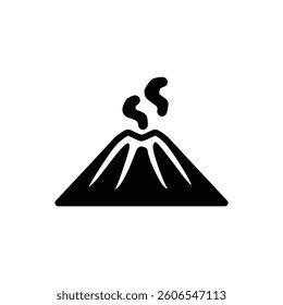 Active Volcano Eruption black Icon Vector isolated illustration design