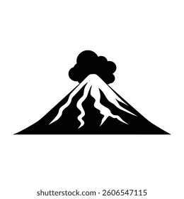 Active Volcano Eruption black Icon Vector isolated illustration design