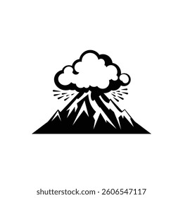 Active Volcano Eruption black Icon Vector isolated illustration design