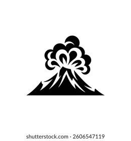 Active Volcano Eruption black Icon Vector isolated illustration design