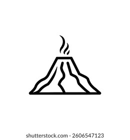 Active Volcano Eruption black Icon Vector isolated illustration design