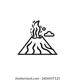 Active Volcano Eruption black Icon Vector isolated illustration design