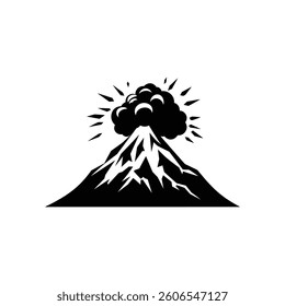 Active Volcano Eruption black Icon Vector isolated illustration design
