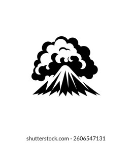 Active Volcano Eruption black Icon Vector isolated illustration design