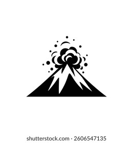 Active Volcano Eruption black Icon Vector isolated illustration design