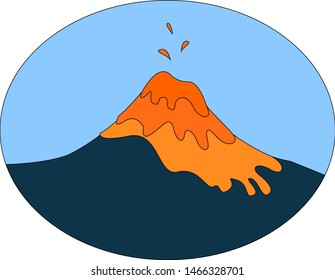 Active volcano, illustration, vector on white background.
