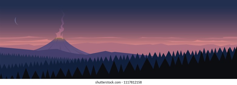 Active Volcano Landscape Scene