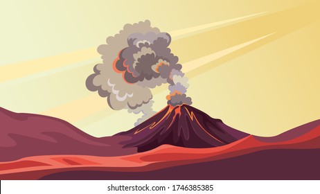 Active volcano in the wild. Beautiful nature scenery.