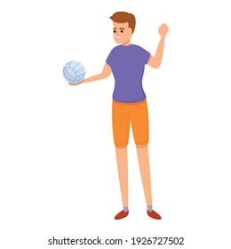 Active volleyball player icon. Cartoon of active volleyball player vector icon for web design isolated on white background