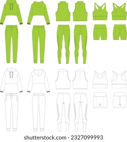 Active Wear Collection Fashion Flat Template
