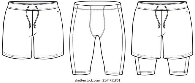 Active Wear Shorts Technical Drawing Vector Stock Vector (Royalty Free ...