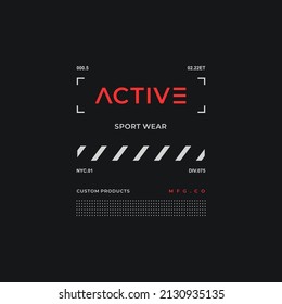 active wear typography for print t shirt 