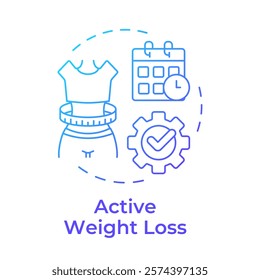 Active weight loss blue gradient concept icon. Waist size, measurement. Healthy lifestyle. Round shape line illustration. Abstract idea. Graphic design. Easy to use in infographic, presentation