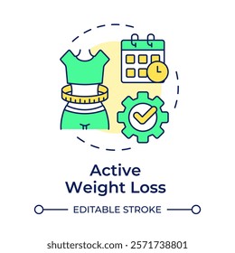 Active weight loss multi color concept icon. Waist size, measurement. Healthy lifestyle. Round shape line illustration. Abstract idea. Graphic design. Easy to use in infographic, presentation