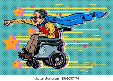 active wheelchair user disabled man. Pop art retro vector illustration kitsch vintage 50s 60s