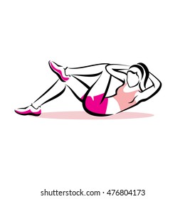 active woman doing belly exercise, fitness symbol, sport concept