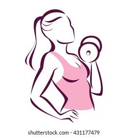 active woman doing fitness symbol, sport concept