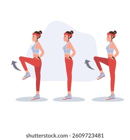 Active woman doing step workout exercise for fitness, cardio, and strength training indoors