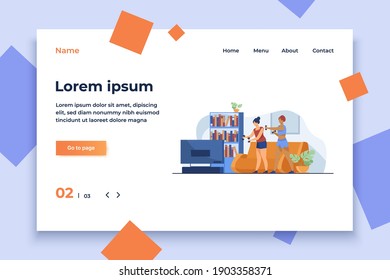 Active women doing video exercise together. Living room, aerobics, health flat vector illustration. Fitness and activity concept for banner, website design or landing web page