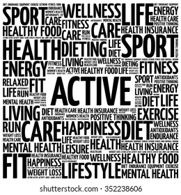 ACTIVE word cloud background, health concept