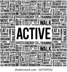 ACTIVE word cloud background, health concept
