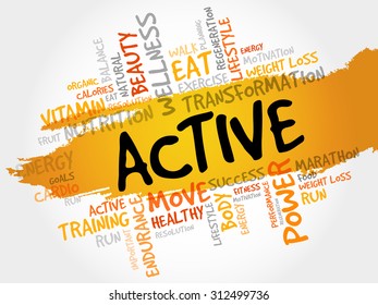 ACTIVE word cloud, fitness, sport, health concept
