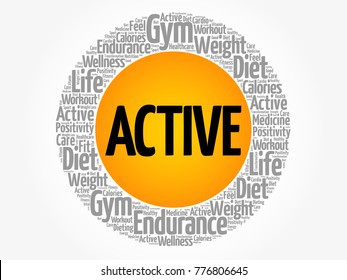 ACTIVE word cloud, fitness, sport, health concept