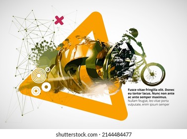 Active young man doing tricks on a bicycle, extreme sport concept. Sport background ready for poster or banner, vector.