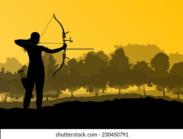 Active young man sport silhouettes abstract background vector in nature