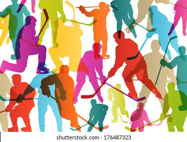 Active young men ice hockey sport silhouettes skating in winter sports abstract background illustration vector