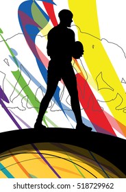 Active young men rugby player sport silhouettes abstract sport background illustration vector