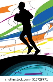 Active young men rugby player sport silhouettes abstract sport background illustration vector